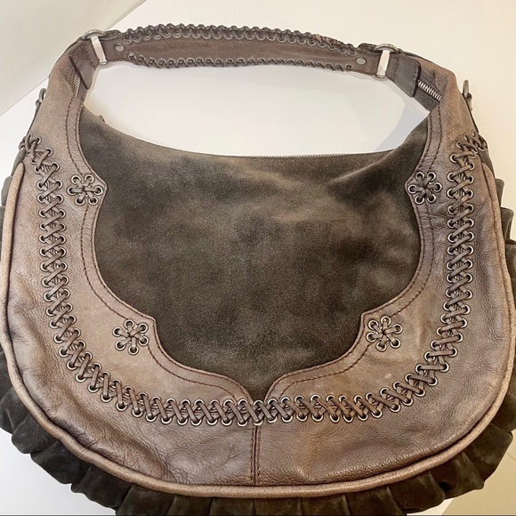 Lockheart Handbags - Lockheart Brown Suede Leather Tote Purse Boho